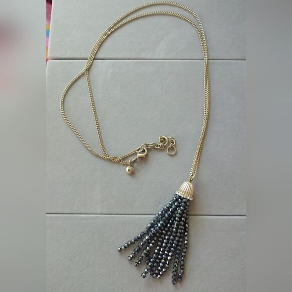 J. Crew Layer Necklace with crystal bead tassel pendant. - Picture 7 of 10